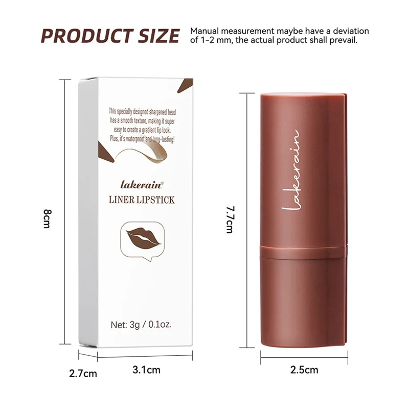 Description Picture 4 of itemTapered Gradient Lip Liner Pencil Purple Brown Pointed Head Lipliner Waterproof Non Sticky Matte Lipstick Gradient Contouring
