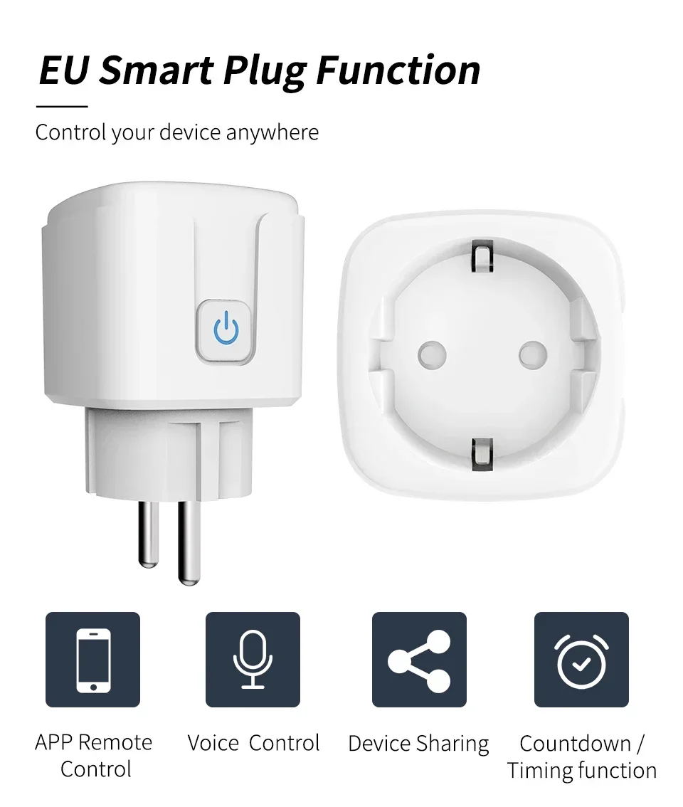 Tuya Wifi 16A/20A EU Electricity Meter Socket Power Monitor Plug Electricity Mon
