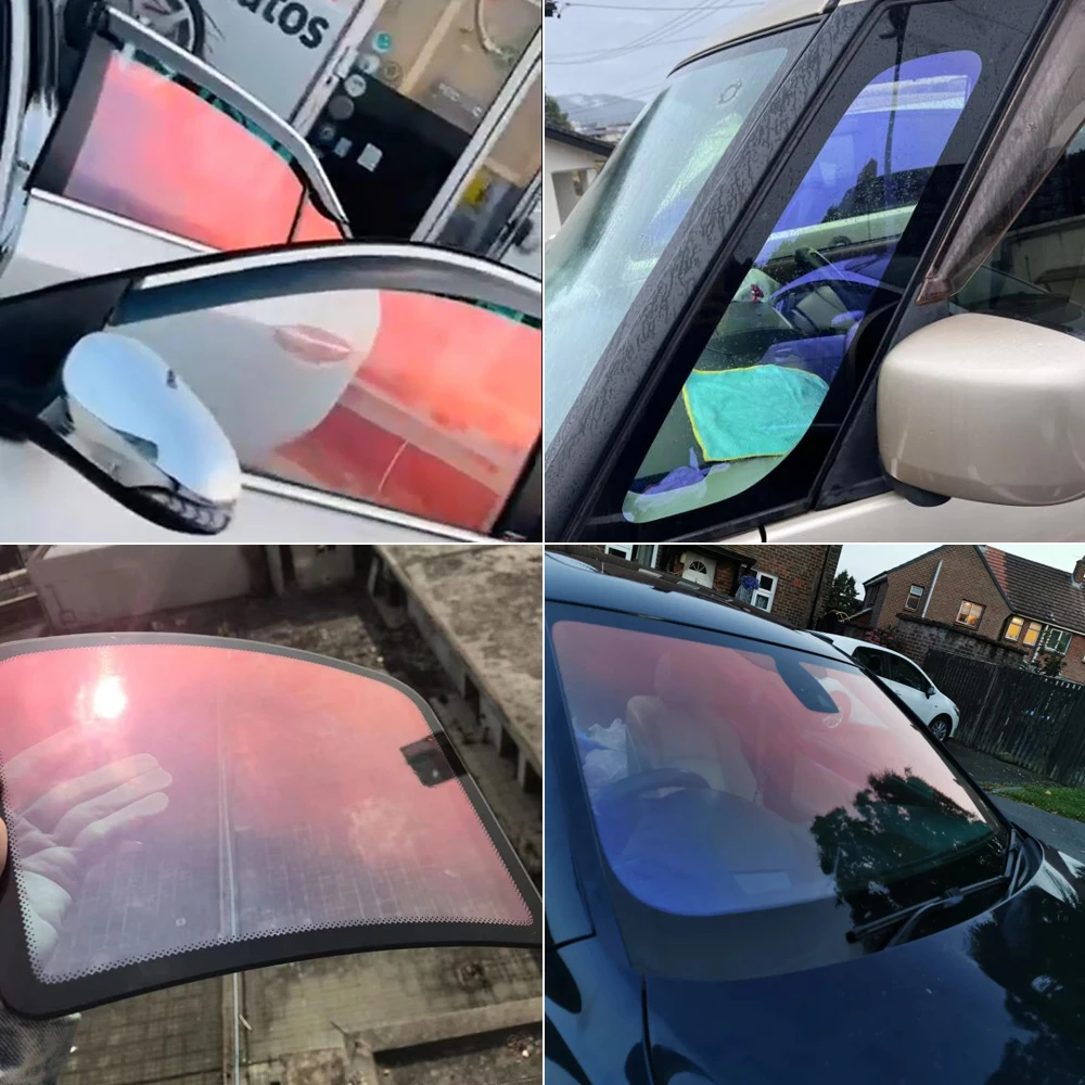 VLT 83% 자동차 사이드 윈도우 틴트, 레드 카멜레온 태양광 포일, SUV 리어 윈도우 틴트 필름, UV 블록 99%, 레드 블루 색상 변경, 50x300cm