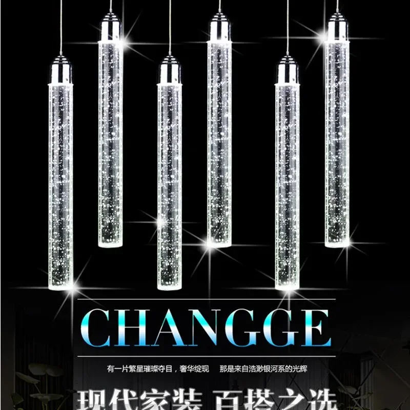 

pendant lamp led modern minimalist Bubble K9 crystal hanging lights dining room Cylinder long tube pendant lights high ceiling
