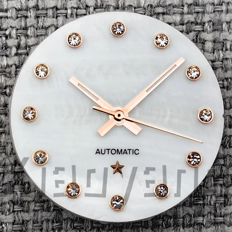 Elegant 24.5mm White Mother of Pearl Women's Watch Dial with Star Sign and Diamond Index