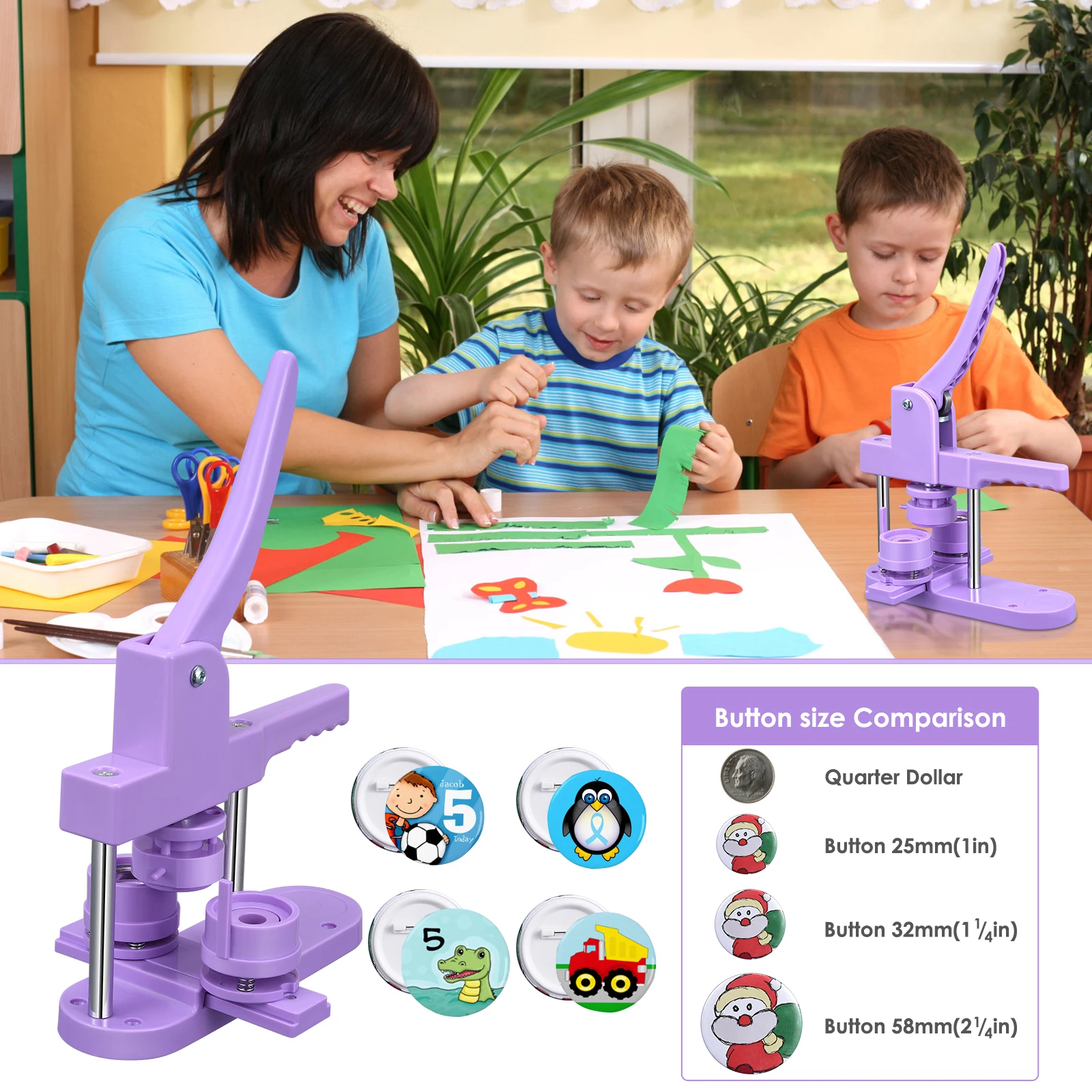 Badge Machine Maker Kit DIY Badge Pin Maker Circular Cutter Button Maker 300PCs 25mm 32mm 58mm badge maker button maker machine