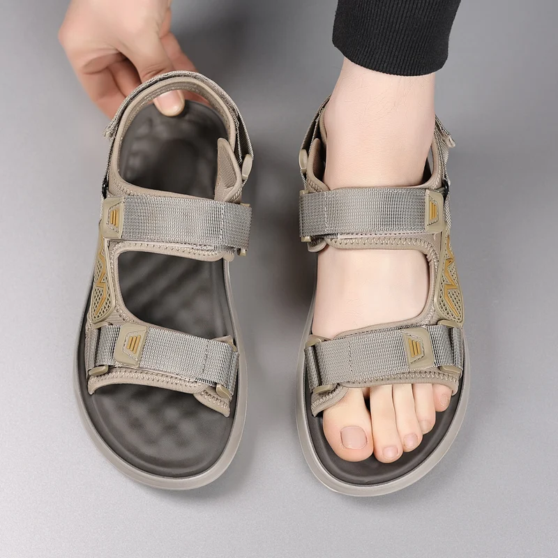 All-match Roman Shoes Summer Men Luxury Sandals Mesh Cloth Mens Casual Shoes Outdoor Men Leather Sandals for Beach