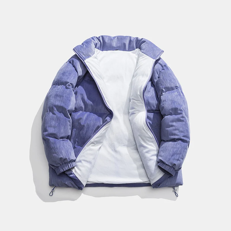 New Male Winter Fashion Youth Fashion Standing Neck Down Cotton Jacket For Men'S Sports And Leisure Plush Warm Corduroy Coat