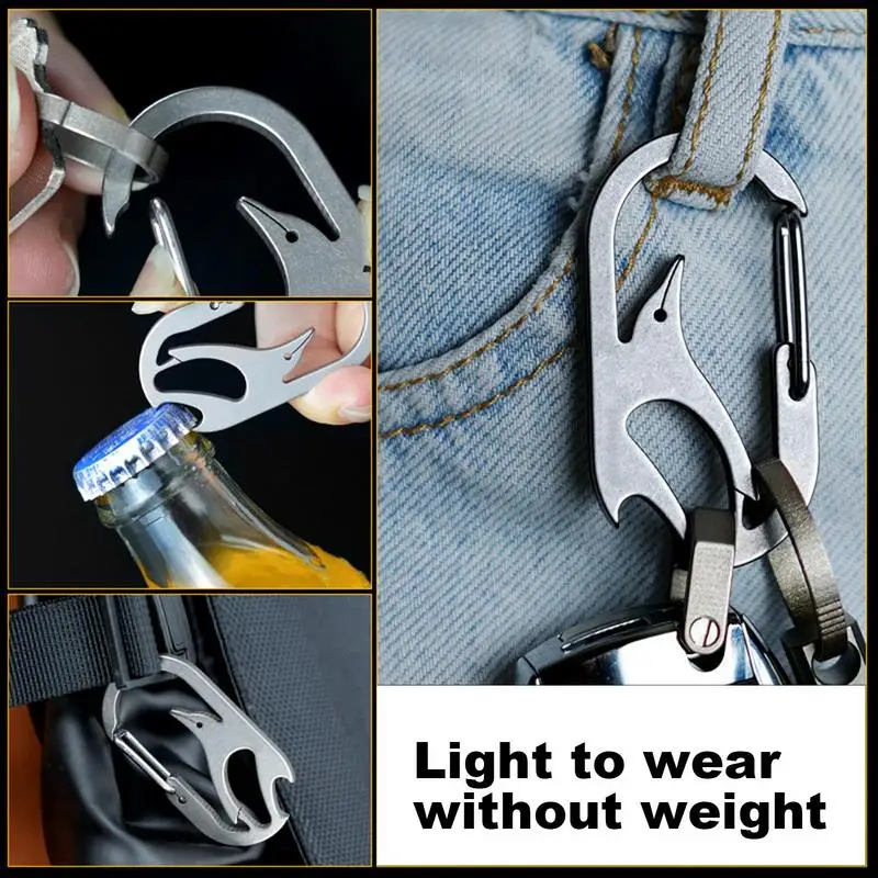 Titanium Carabiner Bottle Opener Multifunctional Titanium Carabiner Keychain Anti-Lost Quick Release Key Ring Carabiner For Men
