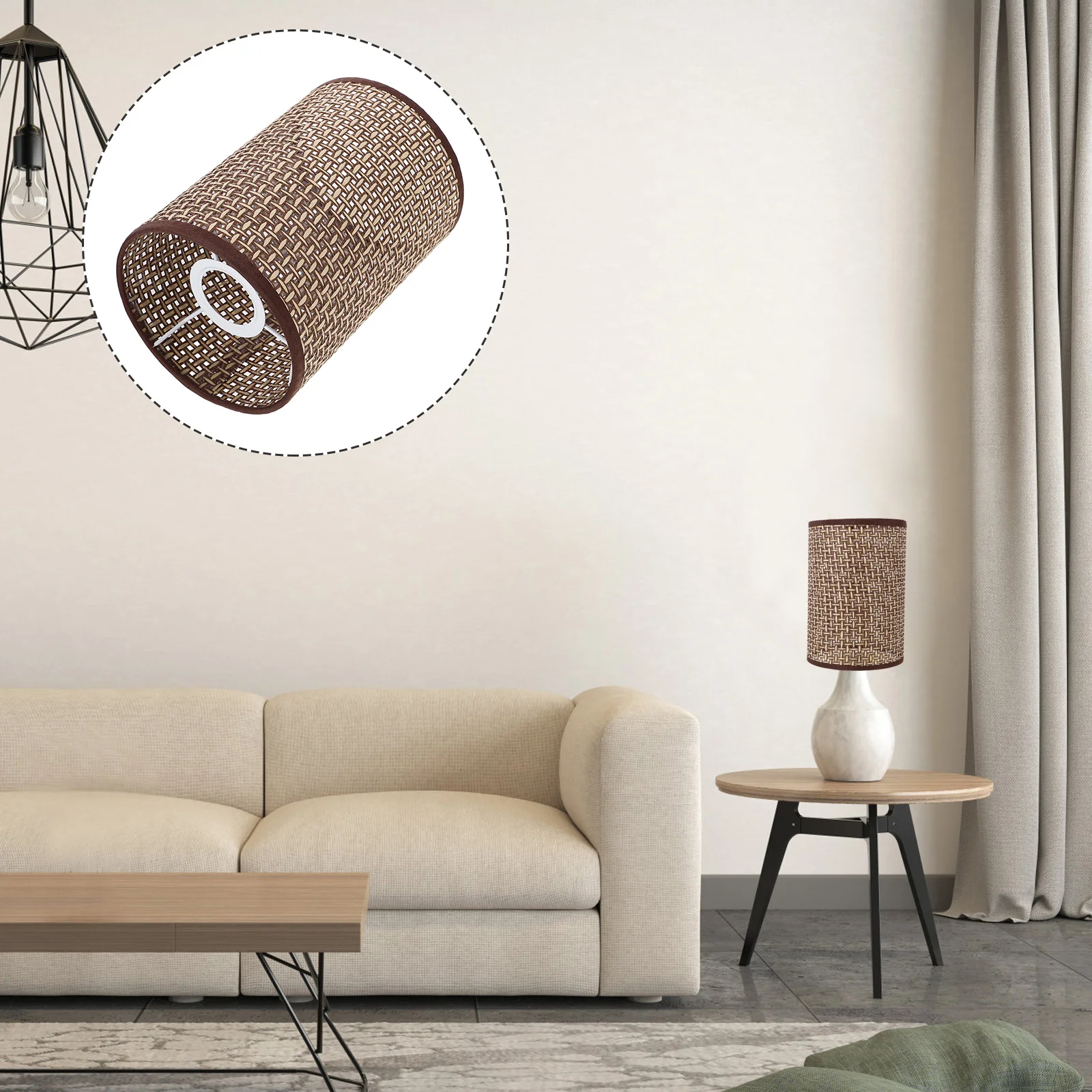 

Lamp Shade Rattan Floor Table Shades Replacement Woven for Lamps Drum Lampshades Holder Desk Cylinder