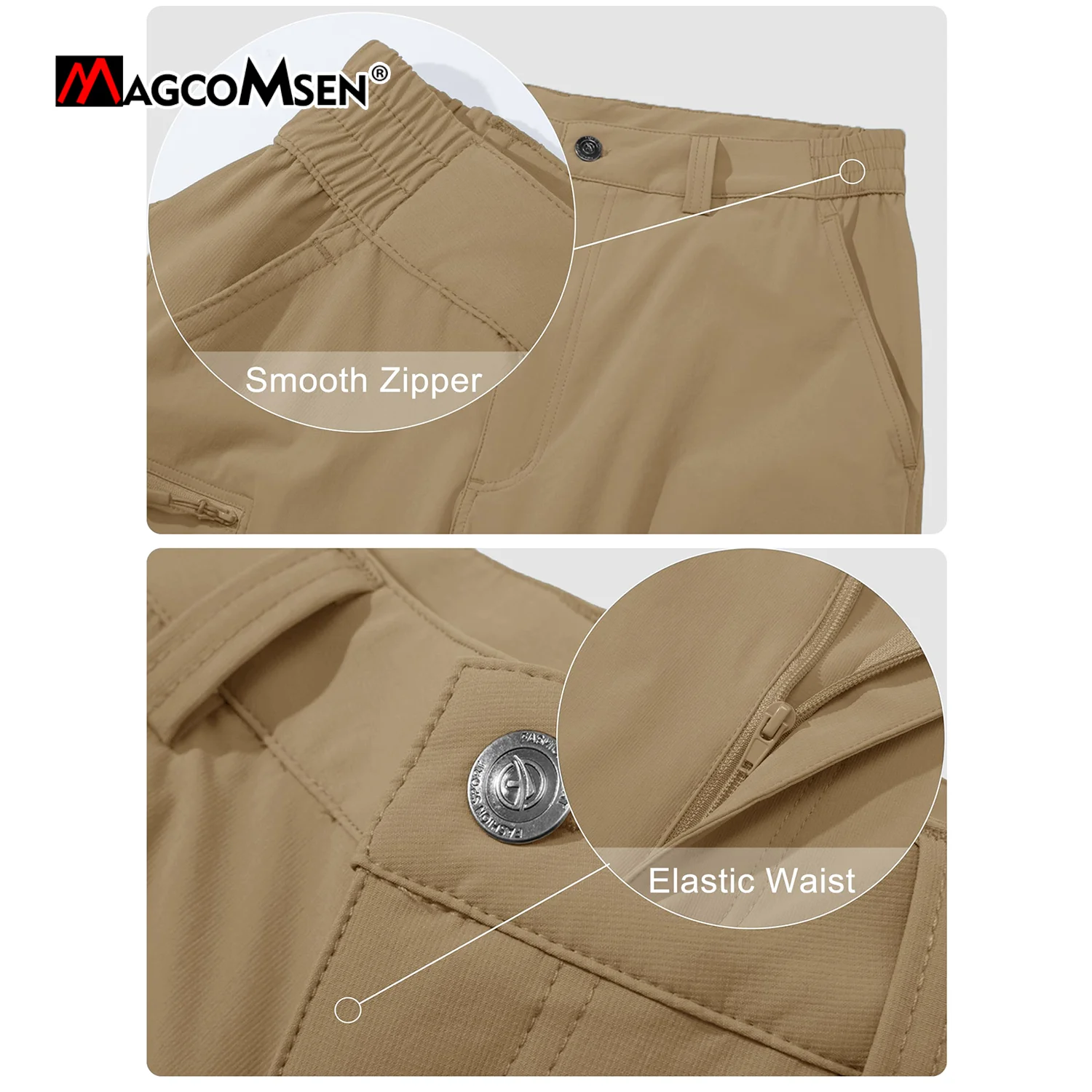 Casual Pants MAGCOMSEN Men Waterproof Hiking Pants Multi-pockets Lightweight Quick Dry Straight Working
