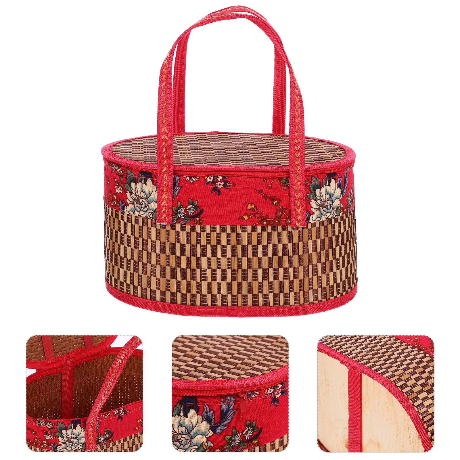 

Woven Basket Bamboo Woven Tote Bag Shopping Basket With Handle Gift Packing Basket