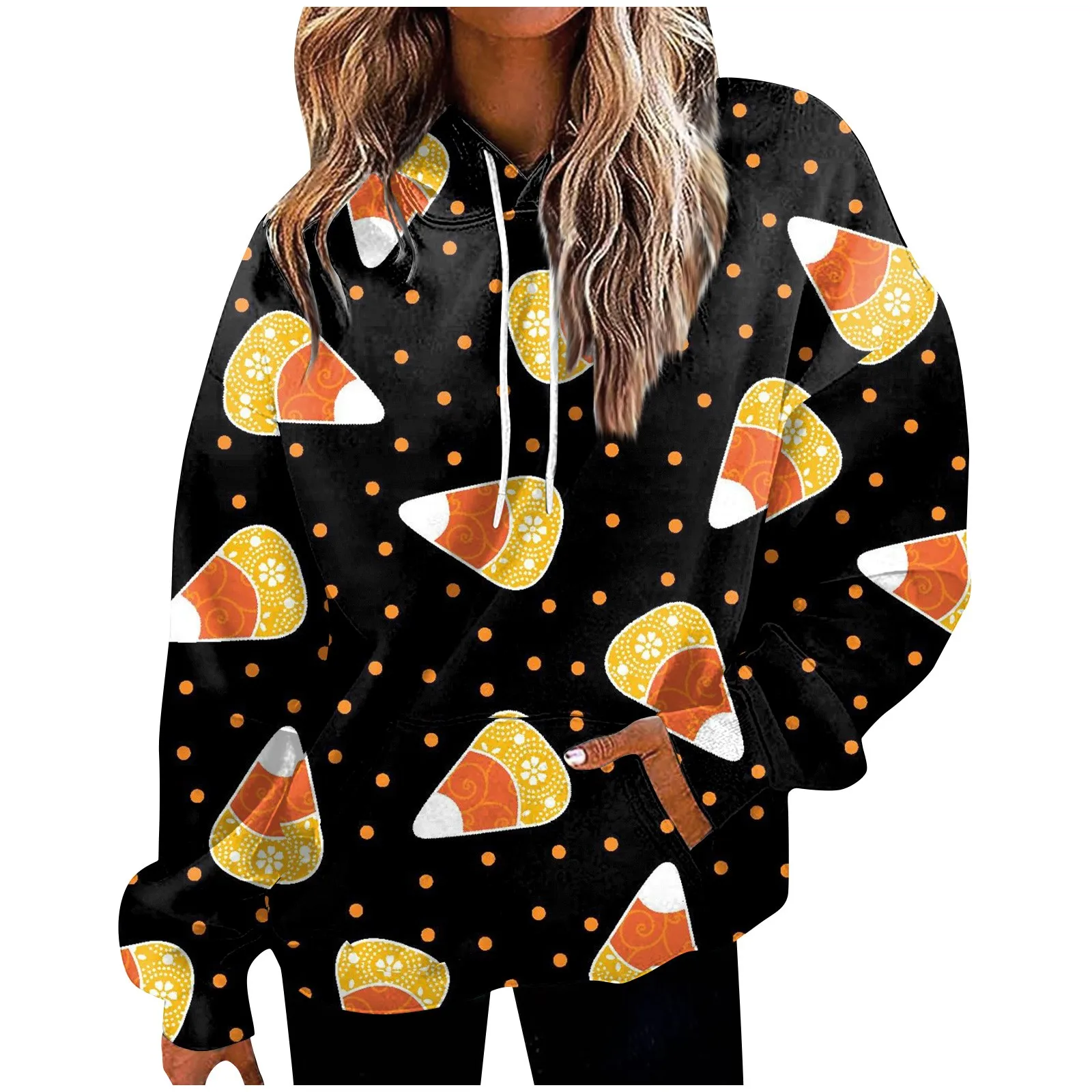 

Women'S Fashion Loose Casual Daily Long Sleeve Hoodie Halloween Print Sweatshirt Top Hoodie Casual Hoodies Streetwear Hooded