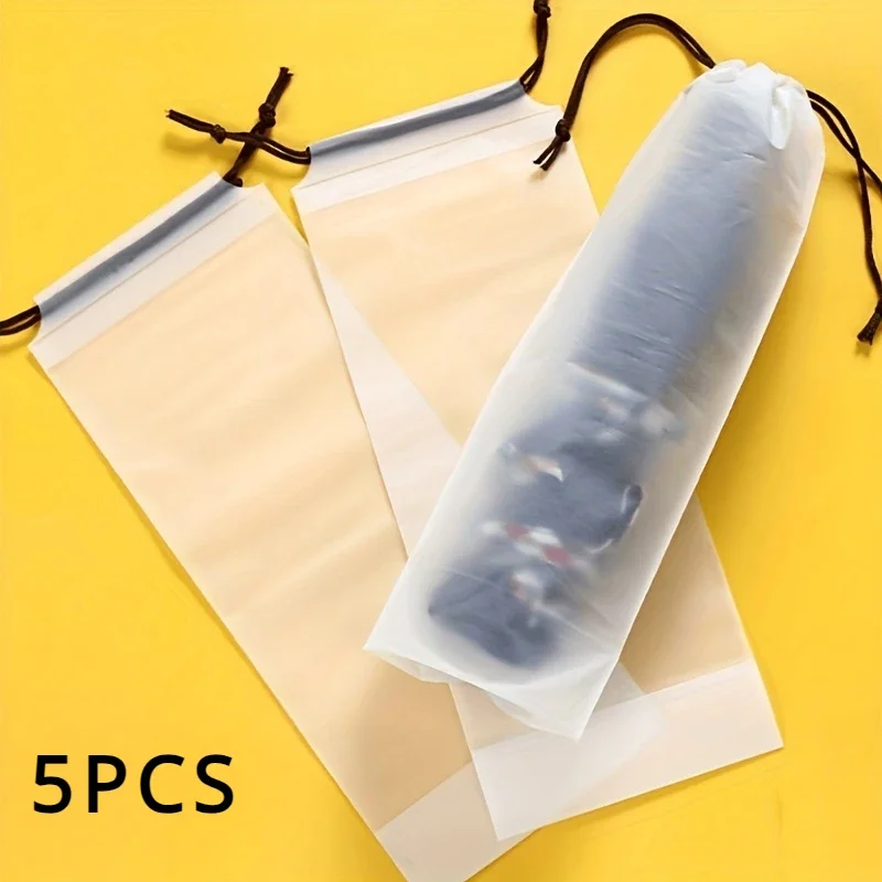 5pcs Transparent Waterproof Umbrella Storage Bag Portable Reusable Drawstring Bag Home Storage Organizer Umbrella Accessories umbrella storage bag