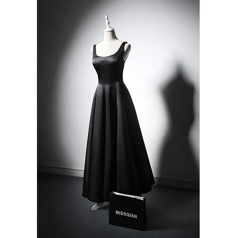 White Satin Long Prom Evening Dresses for Women Summer 2025 French Vintage  Celebrity Hepburn Slim Cocktail Formal Black vestido - AliExpress 320