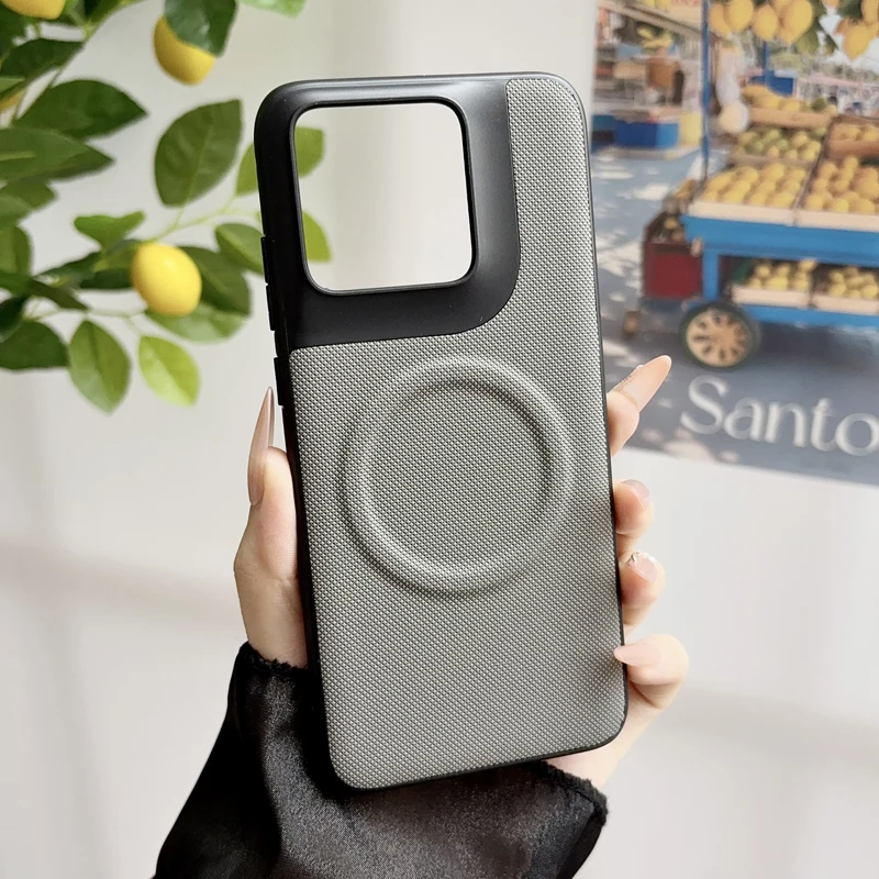 Magnetic Soft TPU + Diamond Pattern PU Leather Anti-Fingerprint Case