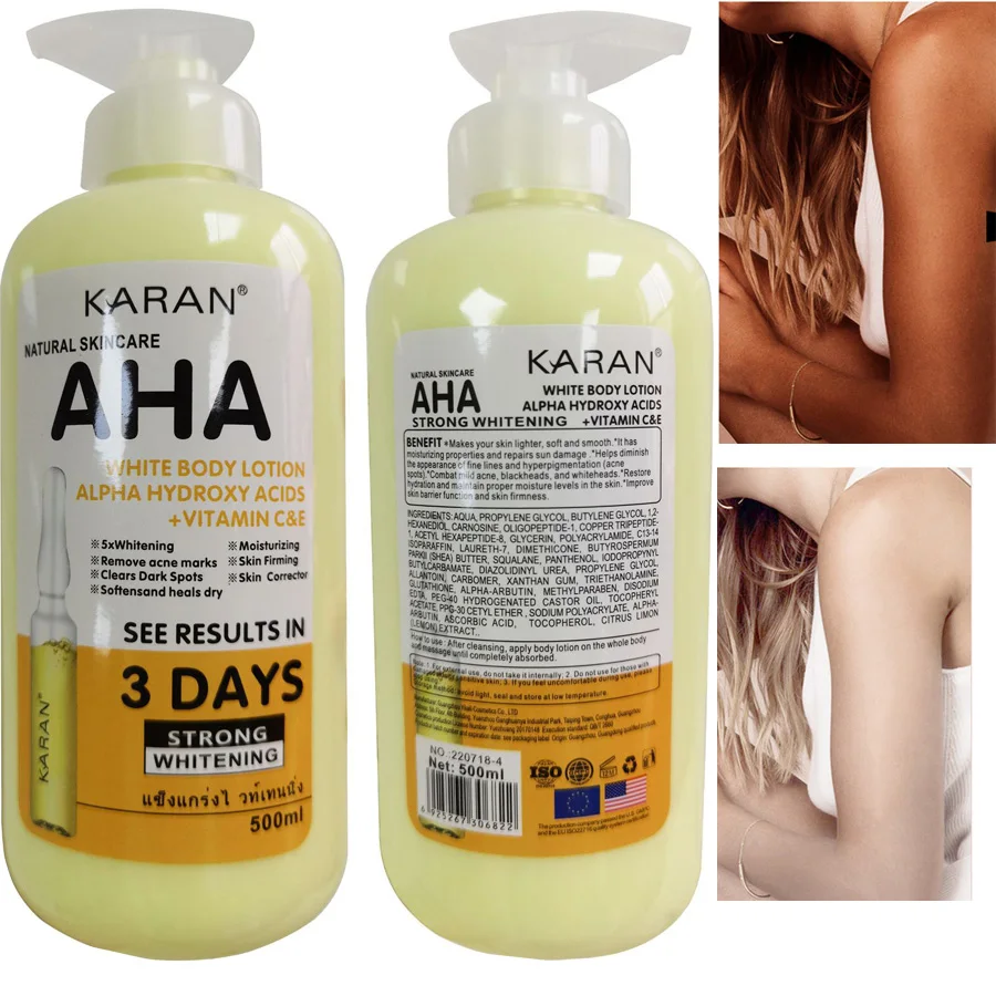 500ml Whitening Body Lotion Hydroxy Acids + Vitamin C&E Skin Beautifying Brightening Care Cream