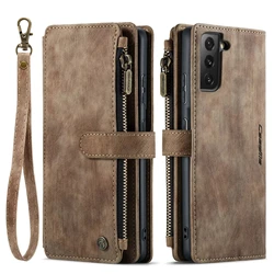 Elegant PU Leather Wallet Case with Card Holder and Strap, Book Flip Design - Galaxy S20 FE (Brown)