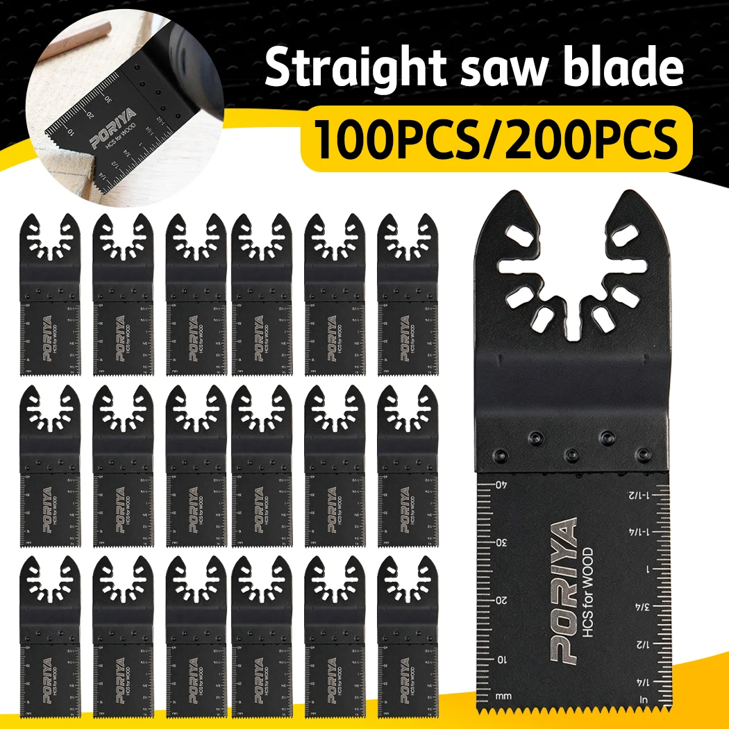 PORIYA 100/200PCS Oscillating Multi Tool Saw Blades Multi Tool Blades for Wood Plastic