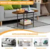 Small Round Coffee Tables for Small Space Farmhouse Oval Coffee Table with 2-Tier Storage Shelf Circle Center Tea Table 3