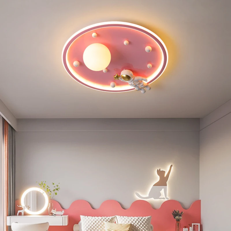 

Children's Room Ceiling Lights LED Space Astronaut Light Simple Cartoon Baby Room Little Boy Girl Bedroom Decor Ceiling Lamps