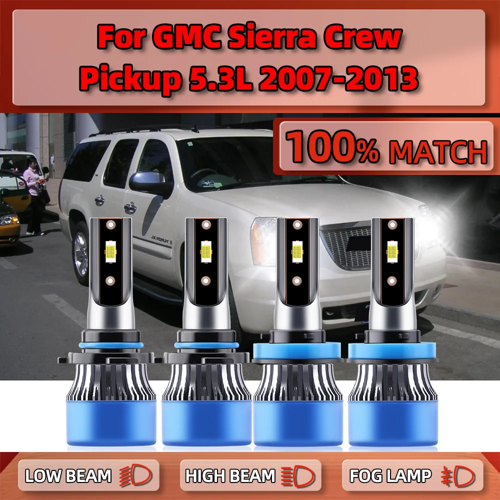 

40000LM LED Headlight Bulbs With Canbus 240W High & Low Beam 12V 6000K For GMC Sierra Crew Cab Pickup 5.3L 2007-2011 2012 2013