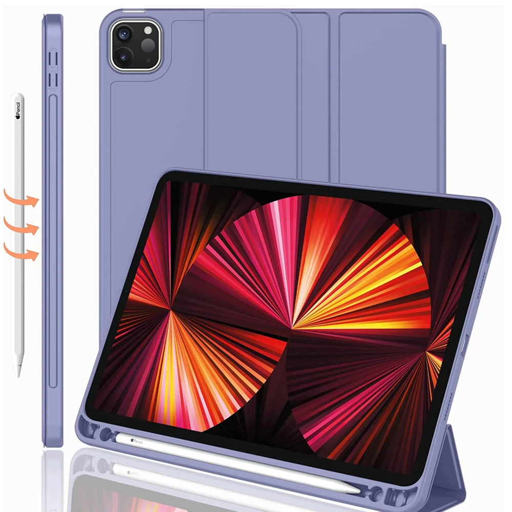 Магнитный чехол для iPad Pro, 12,9 дюйма, 4 поколения, 2020 дюйма, A2229/A2069/A2232, мягкий силиконовый чехол, умный чехол для сна с держателем для карандашей