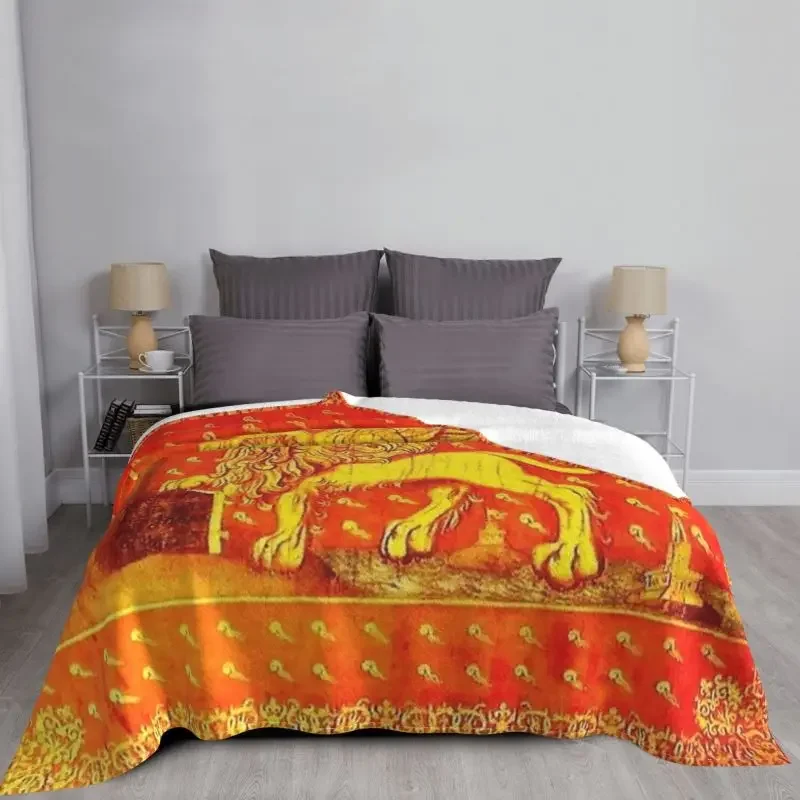Venice Veneto Flag 3D Printed Blankets Comfortable Soft Flannel Sprint Lion of Saint Mark Throw Blanket for Sofa Office Bed 3