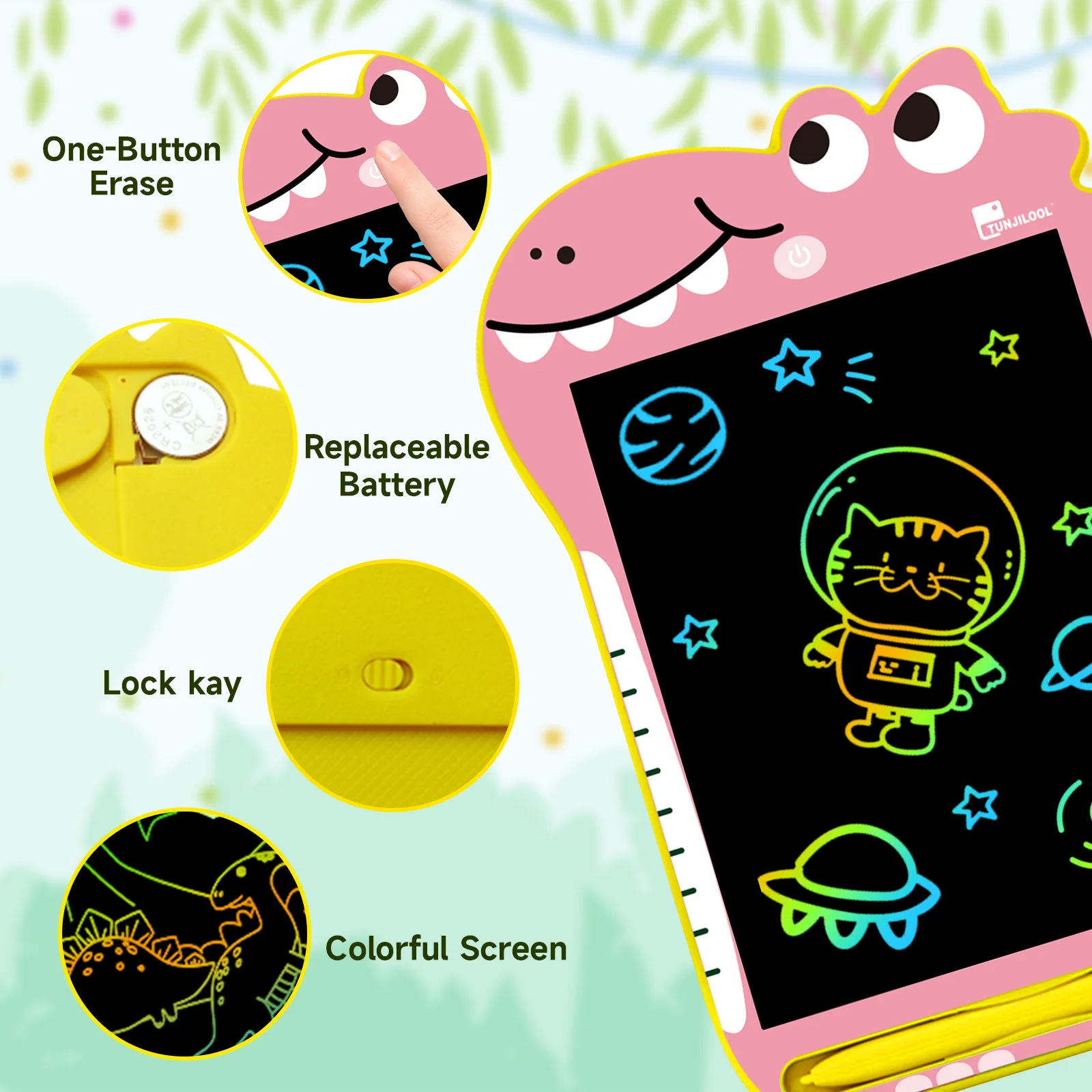 TUNJILOOL 8.5inch Cartoon Dinosaur LCD Writing Tablet Drawing Board Kids Graffiti Sketchpad Toys Handwriting Magic Drawing Board 2