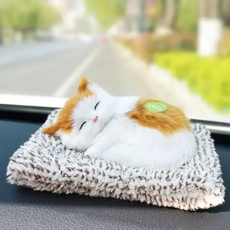 Simulated Cat Plush Toys Kids Stuffed Animals Sleeping Cat Touching Crying Children Room Desk Decoration Christmas Gift