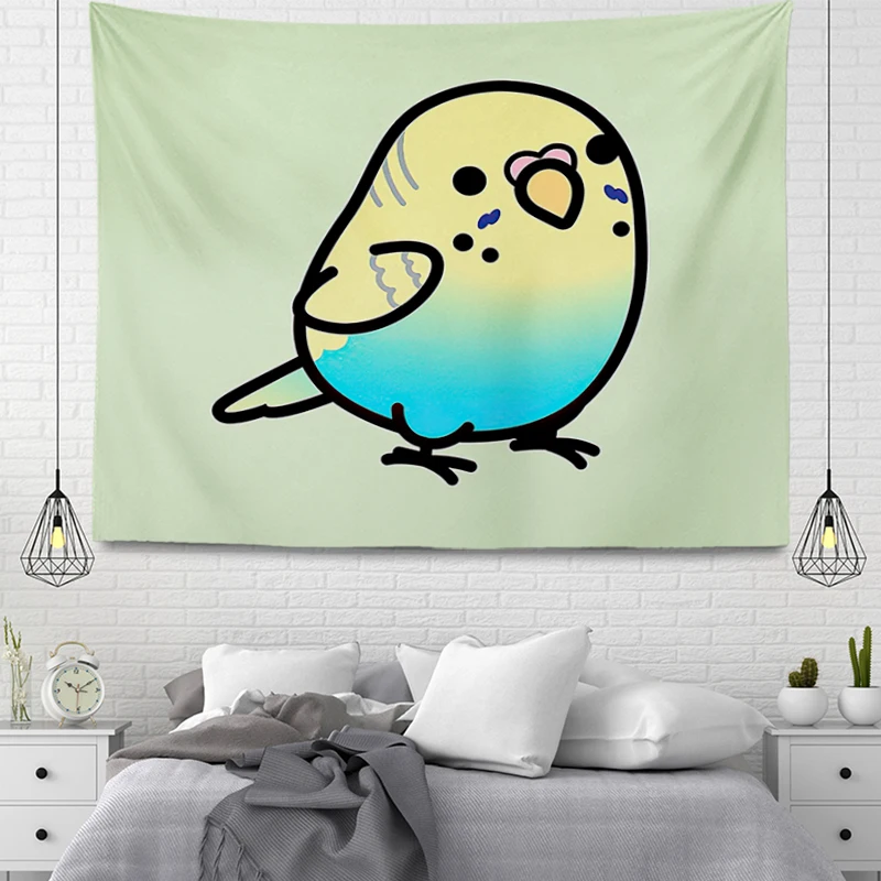 

Cute Cartoon Bird Wall Hanging Tapestry Simple Style Art Decorative Blanket Curtain Hanging at Home Bedroom Living Room Decor
