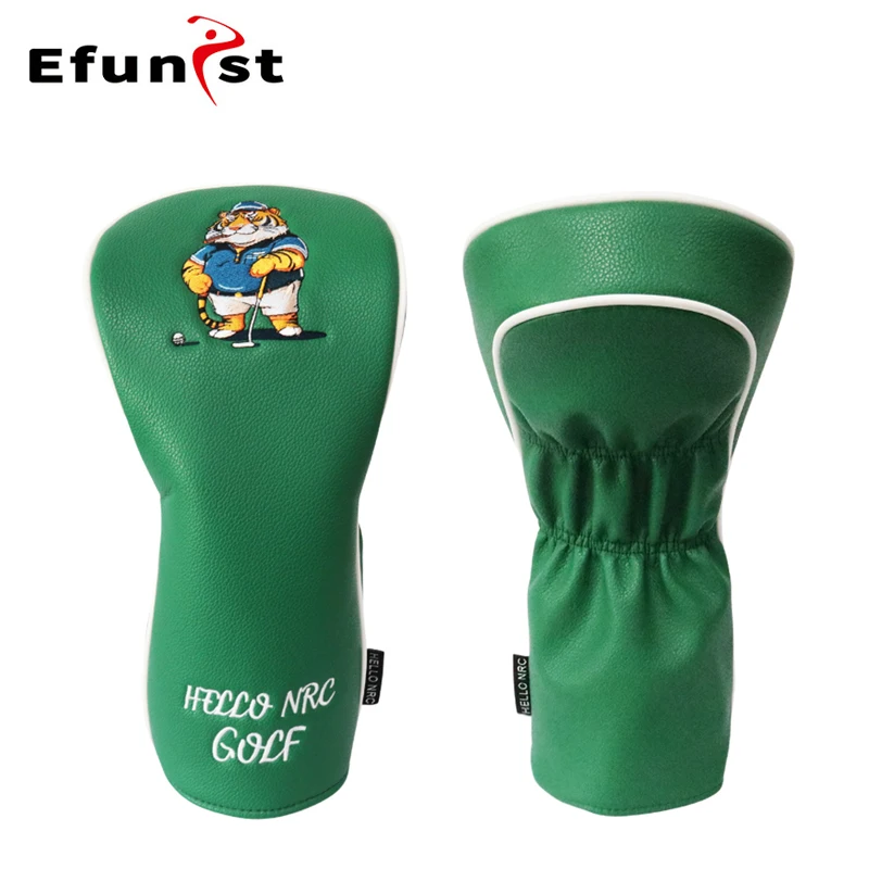 Description Picture 6 of itemGolf Wood Head Cover PU Leather Waterproof Anti-Scratch For Driver Fairway Hybrid Golf Headcovers Tiger Green Golf Accessories
