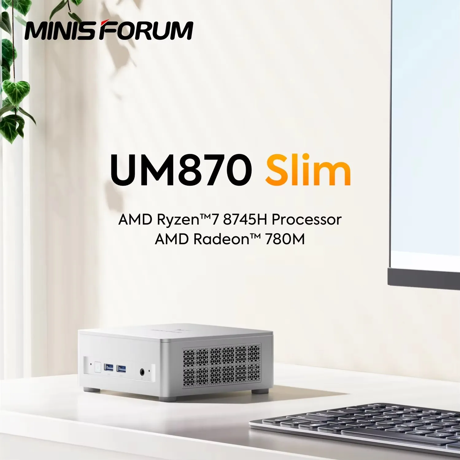 MINISFORUM Mini PC Gamer UM870 Slim AMD Ryzen 7 8745H R5 7640HS USB4.0 2*DDR5 2*PCIE4.0 2.5G LAN Windows 11 Mini Computer WiFi6E 2