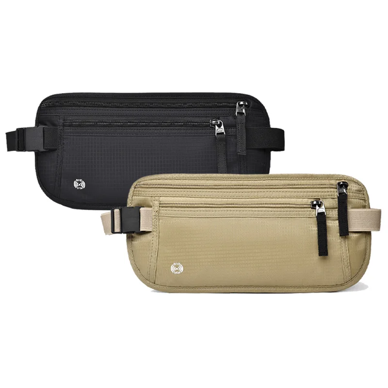 Travel Waist Bag Money Belt Slim Passport Holder RFID Blocking Travel Invisible Pouch Protect Cash Credit Cards Documents