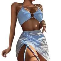 Women'S Summer Beach Swimwear Bikini Cover Up Four Piece Sexy Mesh Cover Up Three Pointed Bikini Swimsuit Fashion Beachwear - Image 5