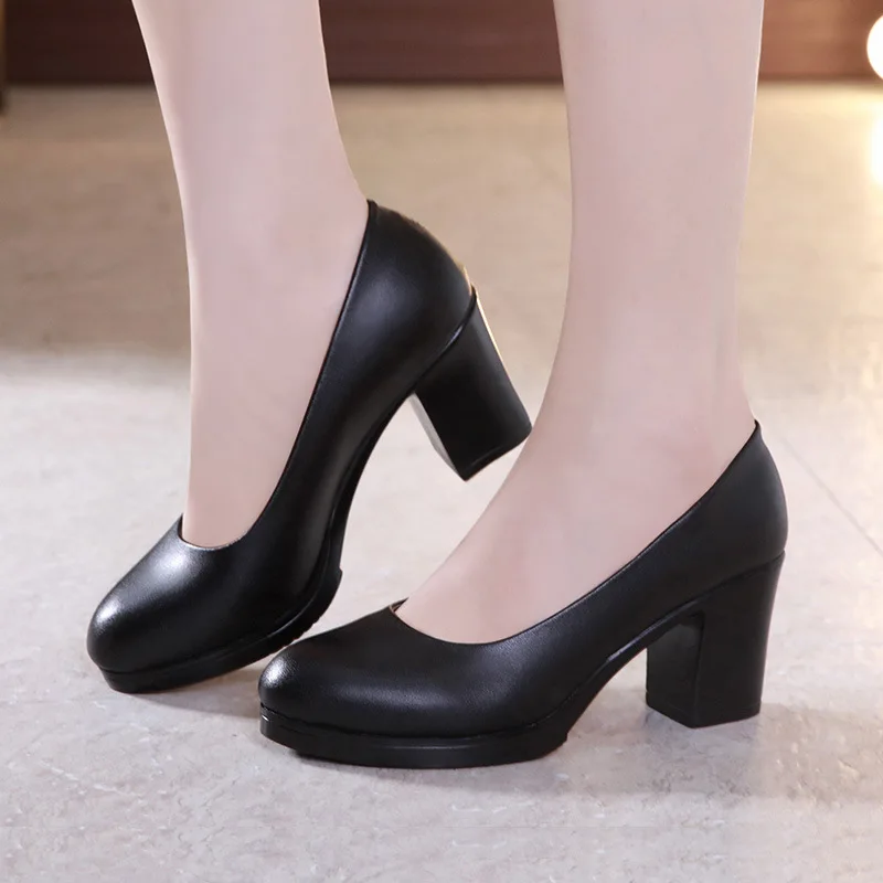 Velký rozměr 32-43 ženy vysoký podpatky boty práce šaty kolo hlava dámská pumps úřad kariéra pohodlné černá práce boty