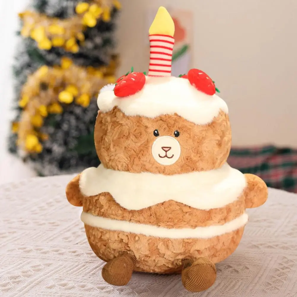 

Cake Bear Plush with Candle Adorable Birthday Cake Bear Plush Soft Stuffed Animal Toy for Kids Girlfriend's Gift Home Decoration