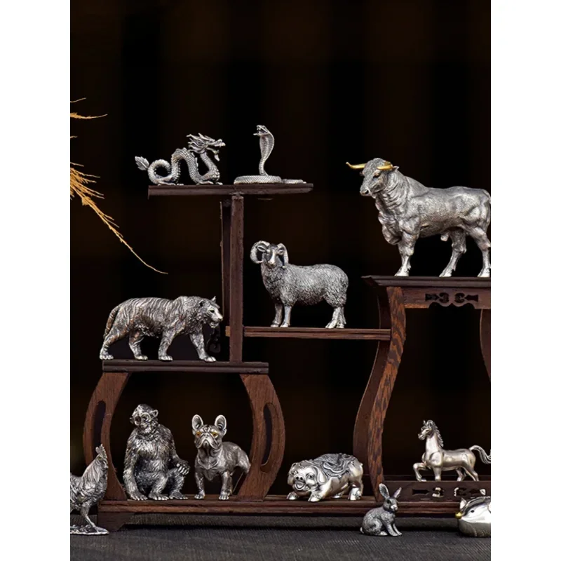 Twelve Zodiac Tea Pet Sterling Silver 999 Tea Table Decoration Pieces Boutique Can Be Soaked and Raised Collectible Play