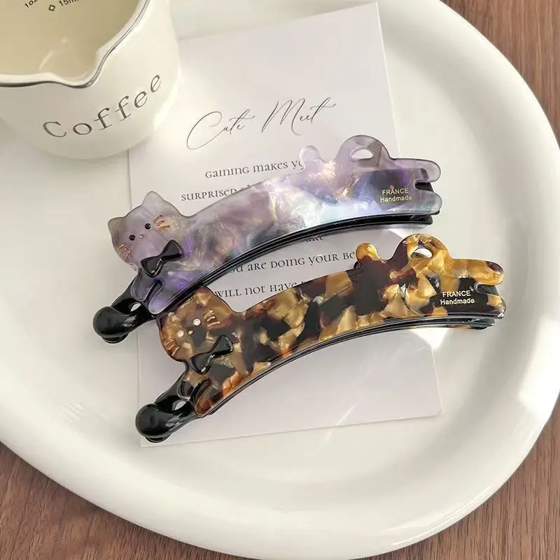Katzenförmige Acetat-Haarspange im koreanischen Stil für Frauen, vertikaler Hinterkopf-Clip, Pferdeschwanz-Haarnadel, Bananenclip im High-End-Look – Detail 17