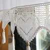 Rustic Short Kitchen Curtain Handmade Hollow Flower Crochet Lace Tassel Half Window Curtain Valance Cabinet Cover Door Curtains 4