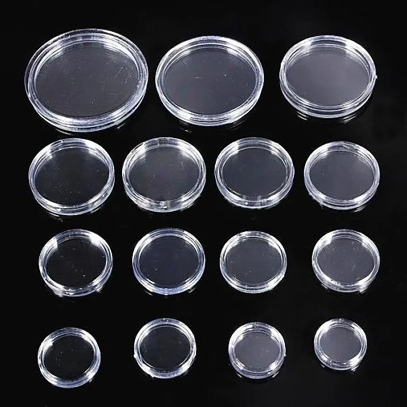 20pcs/Lot 16-46mm Clear Transparent Plastic Coin Holder display Capsules Collection Cases Round Ring Protection Boxs Container 2