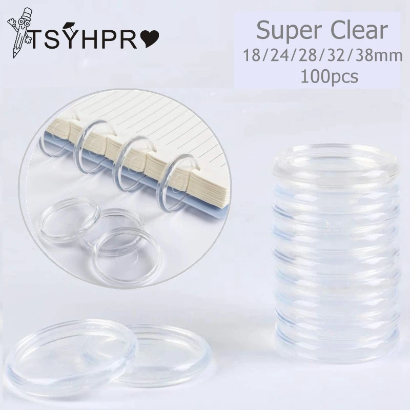 100pcs Discbound Planner Notebook Discs Expansion Discs (super clear, 24mm/1inch,28mm/1.1inch,32mm/1.25inch,38mm/1.5inch)