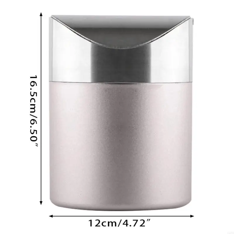 12PB Small Trash Can with Swing Top Lid Desktop Dust Bin Indoor Table Waste Bins for Office Desk Bathroom Dressing Countertop