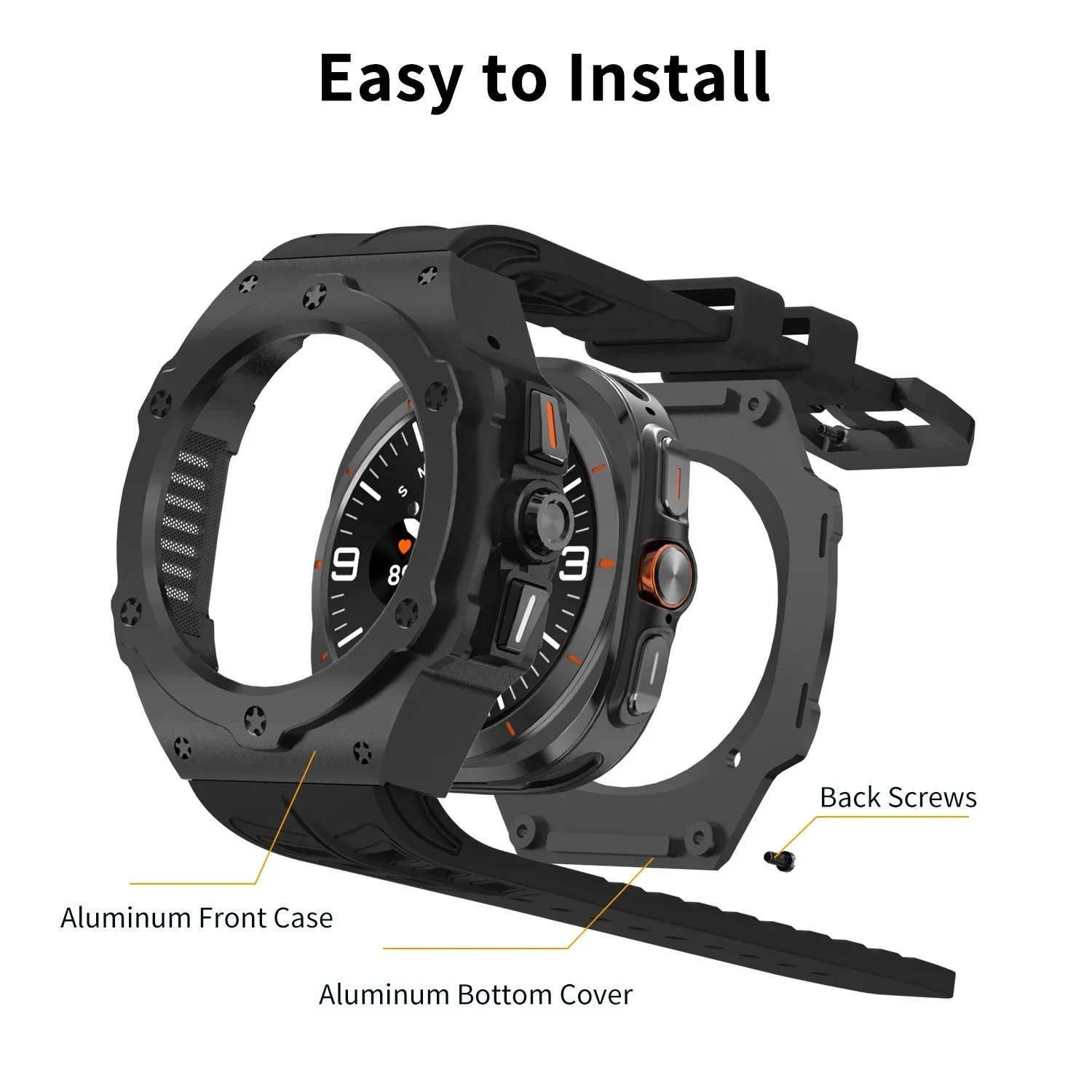 Luxus-Modifikationskit für Samsung Galaxy Watch 8 Ultra 2025 Carbon-Gehäuse Gummiarmband für Galaxy Watch 7 Ultra 47mm Zubehör – Detail 7