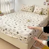 Soft Fitted Sheet with Pillowcase Simple Style Bed Cover Elastic Bedsheet Single/Queen Size Bed Linen for Home roupa de cama 6