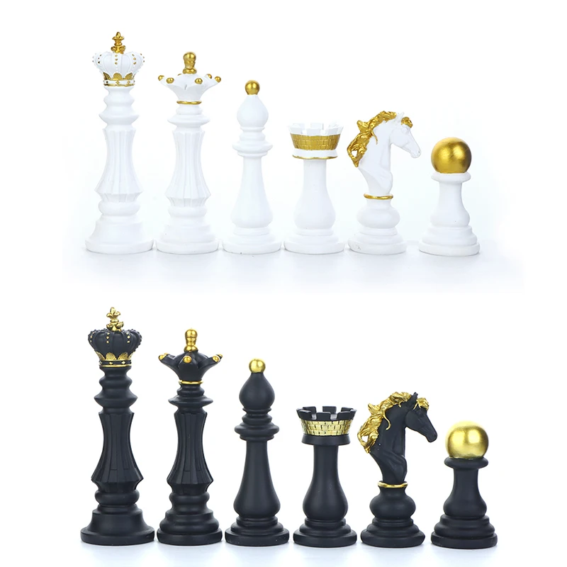 1pc International Chess Resin Chess Pieces Board Games Accessories Figurines Retro Home Decor Simple Modern Chessmen Ornaments chess kit silicone mold international chess pieces checker checkerboard uv crystal epoxy resin mould for diy craft