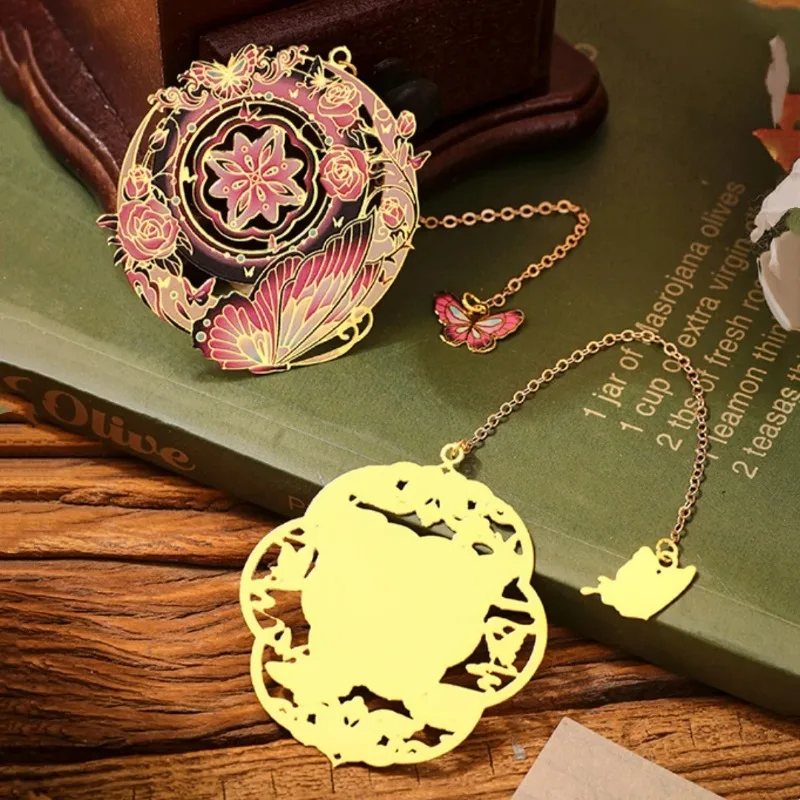 Creative Color Hot Pot Gold Chain Heart Sunflower Butterfly Metal Bookmark Reading Clip Student School Office  Supplies