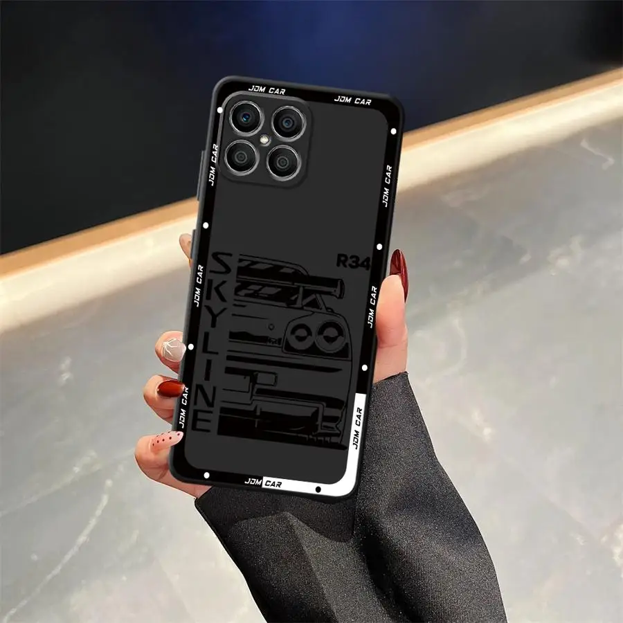 Japanese JDM Drift Car Black Soft Phone Cover Case