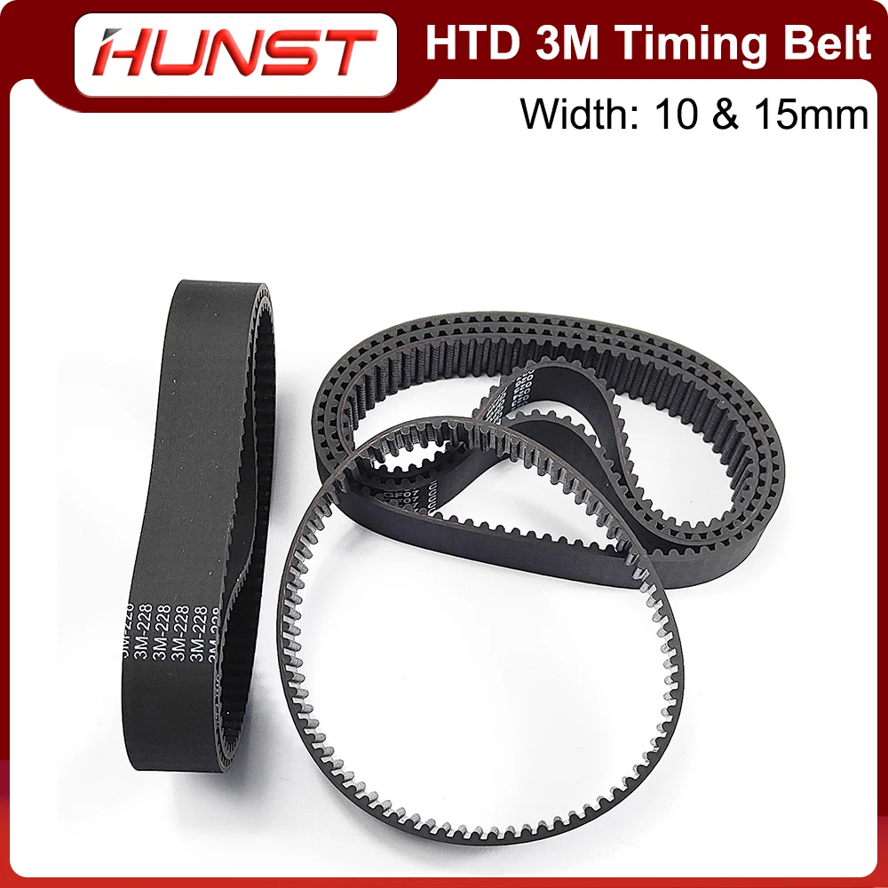 HUNST HTD 3M Rubber Closed Loop Timing Belt Transmission Belts 3M-225-10 Perimeter 255mm 384 Customized Width 8 9 10 15 17mm