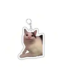 Cute and Quirky Cat and Dog Meme Charm Keychain - 55mm (Style 5)