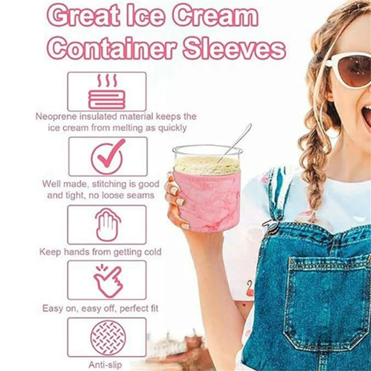Pack of 4 16OZ Ice Cream Neoprene Sleeve for Ninja Creami Deluxe Accessories Reusable Insulated Sleeves