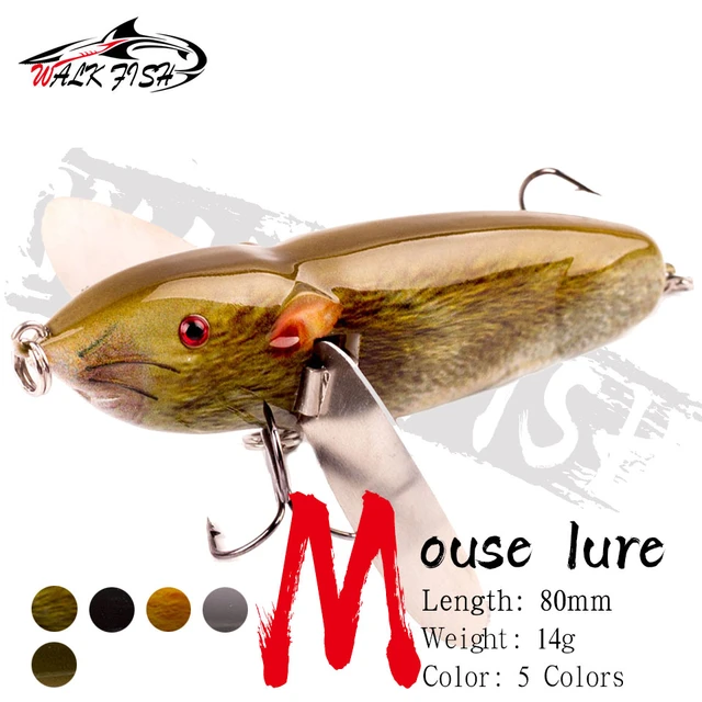 WALK FISH Topwater Bait 8CM 14G Rattles Hard Bait Mouse Crankbait Metal  Blade Wings Artificial Lures