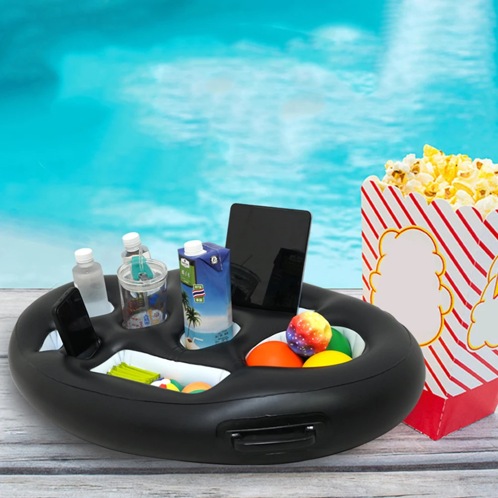 Inflatable Drinks Holder Pool Beer Drinks Holder Multifunctional Drinks Cooler Tray PVC Blow Up Cup Coasters for Summer Party