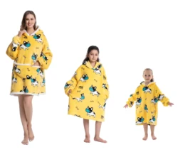 Plush Oversized Wearable Sherpa Blanket Hoodie - Adult Size (Mask Dog)